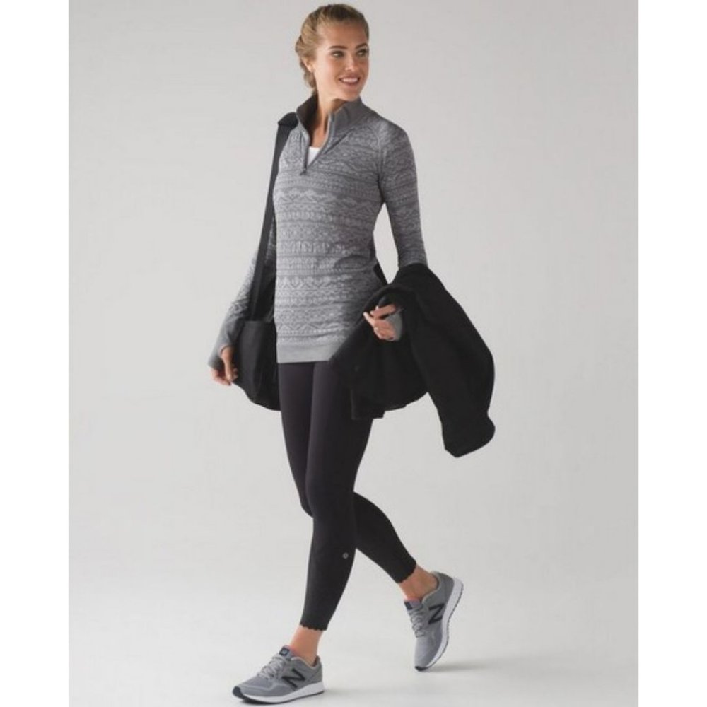 Lululemon Rest Less 1/4 Zip Heathered Slate Size 10 Thumbholes